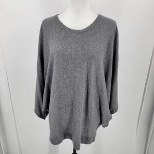 Laurie Felt Sweater Knit Top Womens Large Gray Dolman Sleeves Cashmere Blend